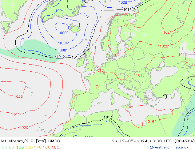 高速氣流/地面气压 CMCC 星期日 12.05.2024 00 UTC