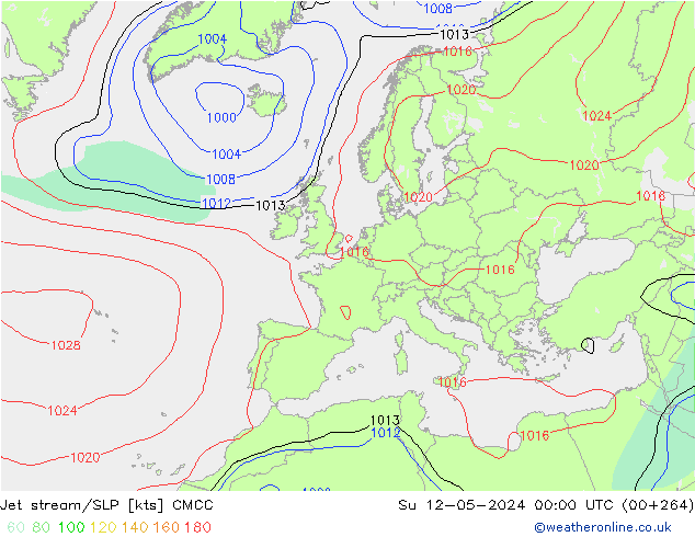 Jet stream/SLP CMCC Su 12.05.2024 00 UTC