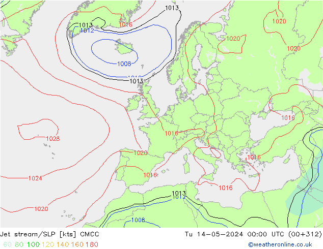 Polarjet/Bodendruck CMCC Di 14.05.2024 00 UTC