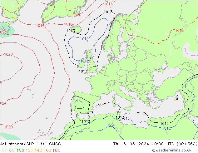джет/приземное давление CMCC чт 16.05.2024 00 UTC