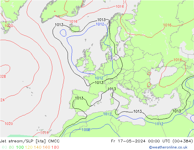 джет/приземное давление CMCC пт 17.05.2024 00 UTC