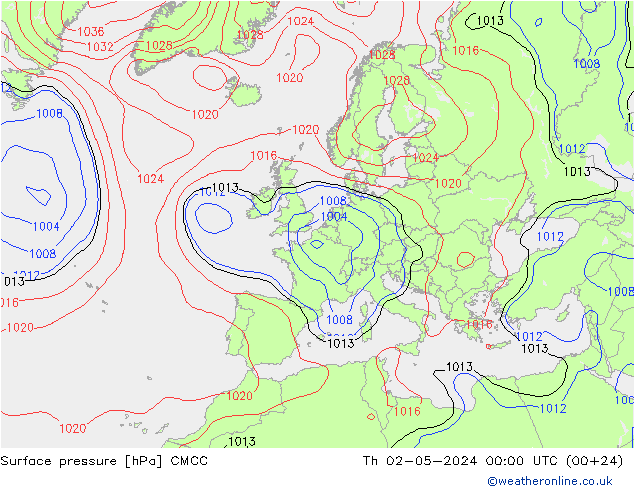 Atmosférický tlak CMCC Čt 02.05.2024 00 UTC