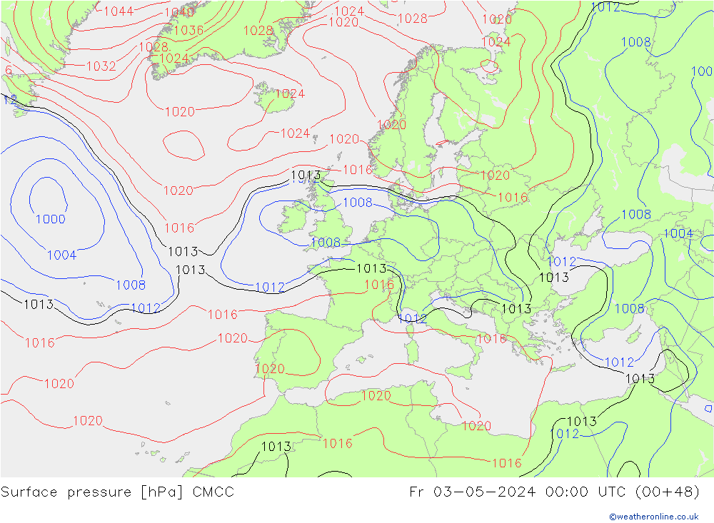 pression de l'air CMCC ven 03.05.2024 00 UTC