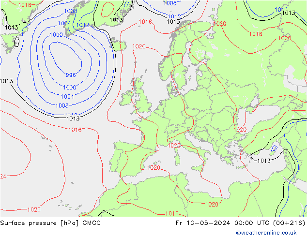 Pressione al suolo CMCC ven 10.05.2024 00 UTC
