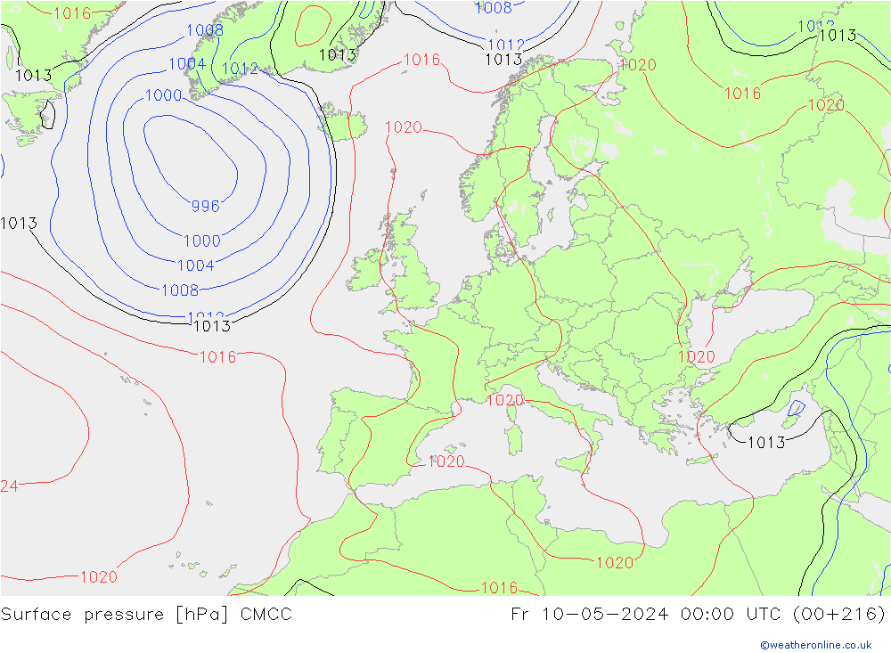 Surface pressure CMCC Fr 10.05.2024 00 UTC