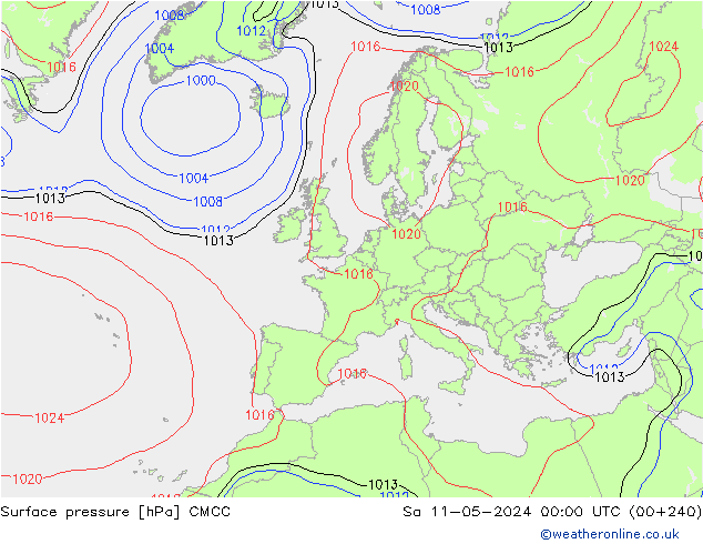 Pressione al suolo CMCC sab 11.05.2024 00 UTC
