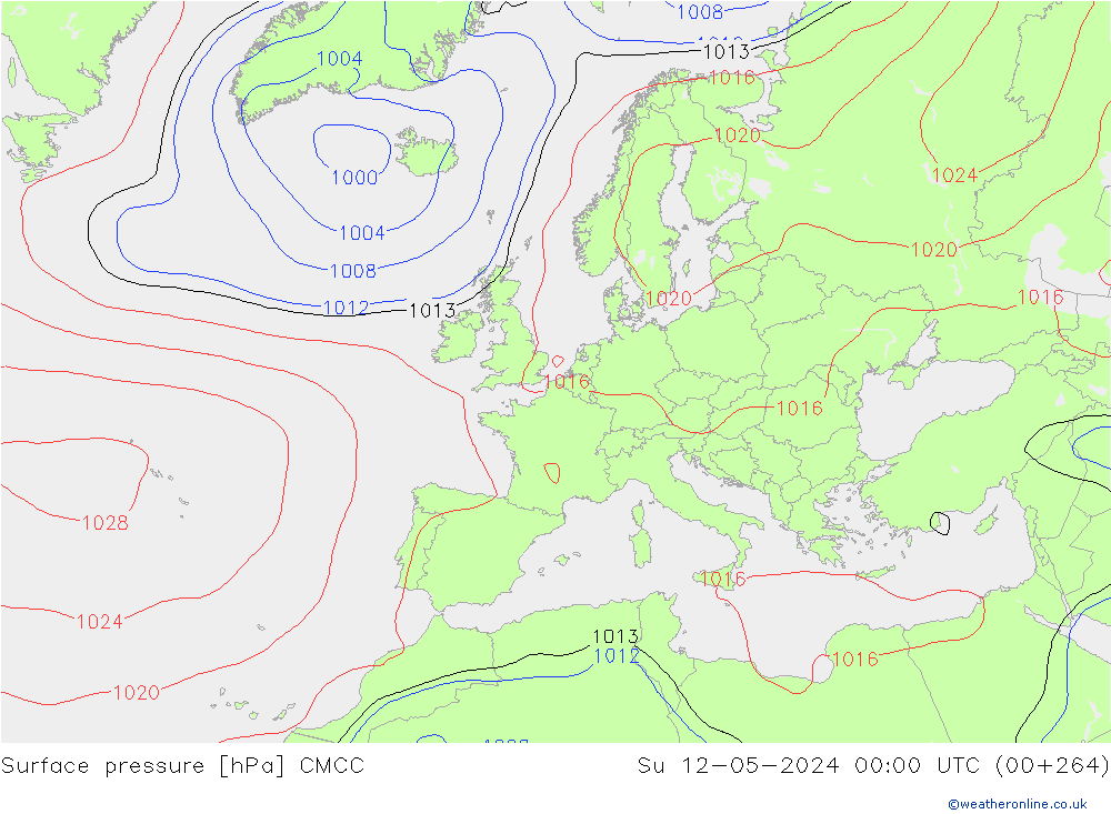 Atmosférický tlak CMCC Ne 12.05.2024 00 UTC