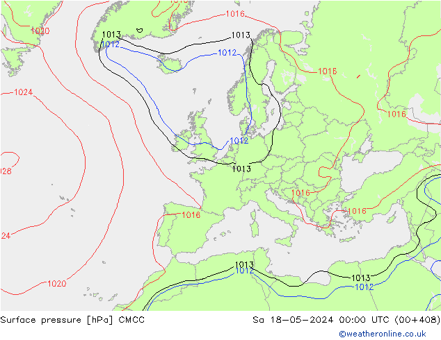 Pressione al suolo CMCC sab 18.05.2024 00 UTC