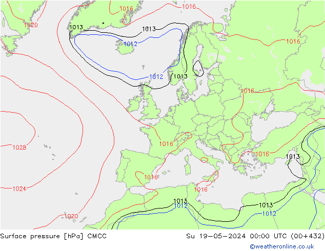 Atmosférický tlak CMCC Ne 19.05.2024 00 UTC