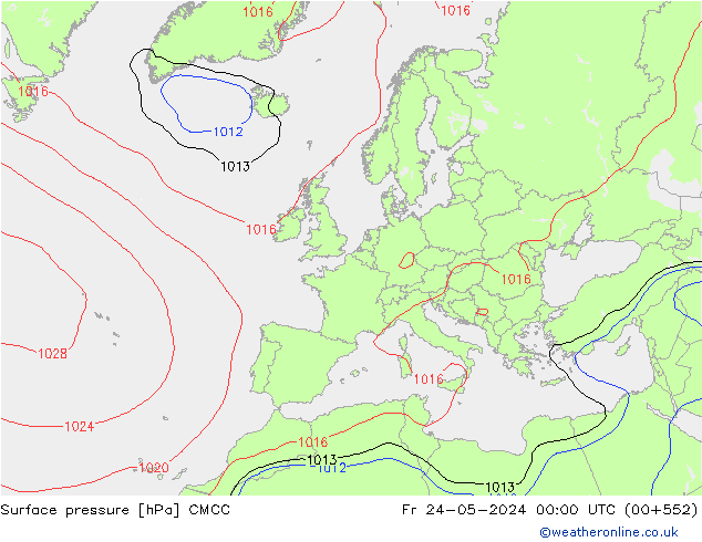 Atmosférický tlak CMCC Pá 24.05.2024 00 UTC