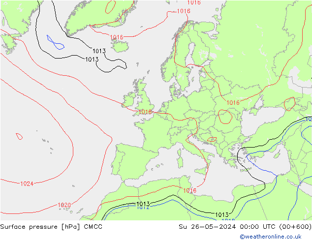 Luchtdruk (Grond) CMCC zo 26.05.2024 00 UTC