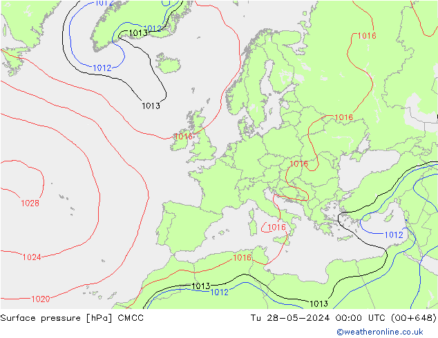 Atmosférický tlak CMCC Út 28.05.2024 00 UTC