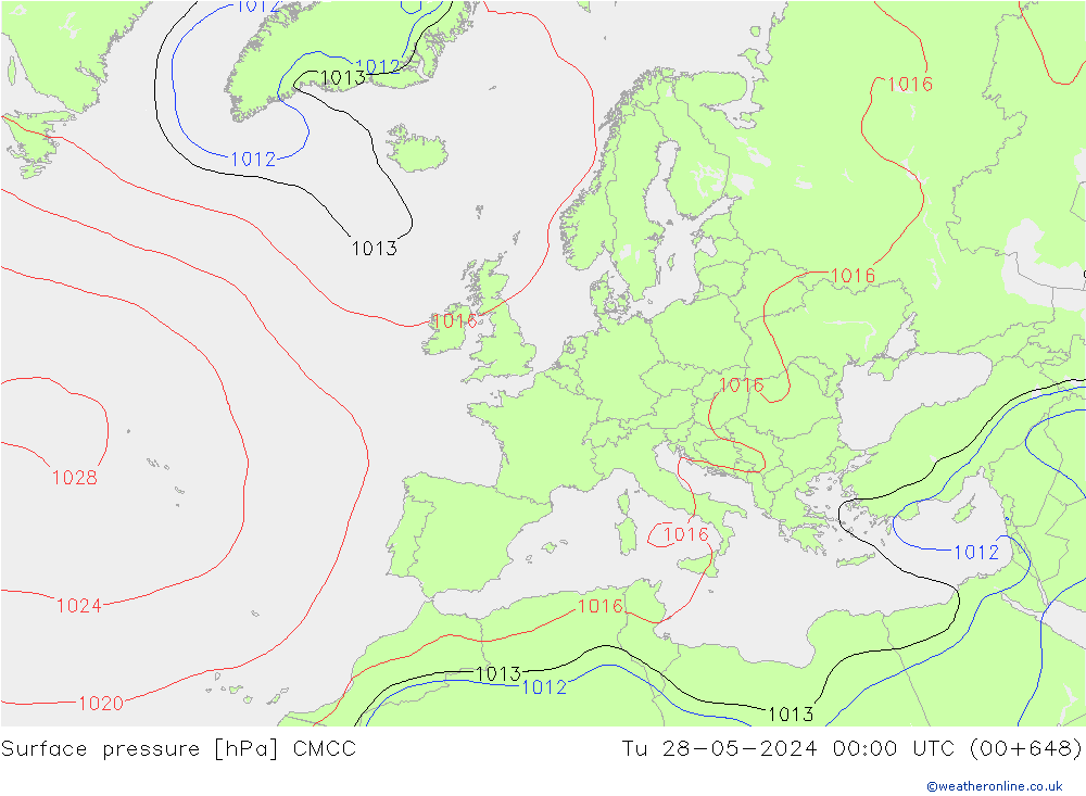 Atmosférický tlak CMCC Út 28.05.2024 00 UTC