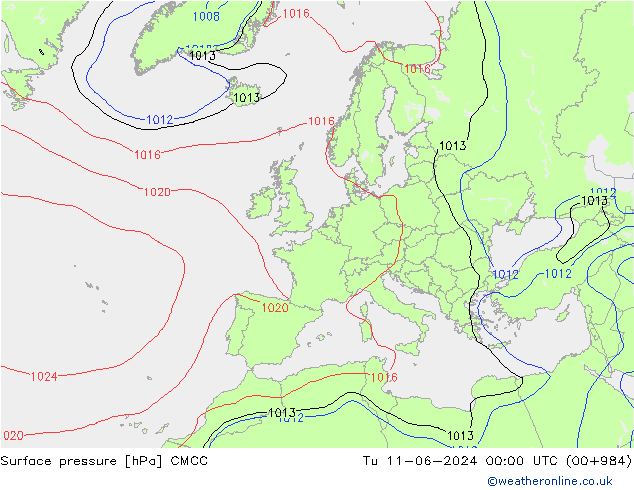 Luchtdruk (Grond) CMCC di 11.06.2024 00 UTC