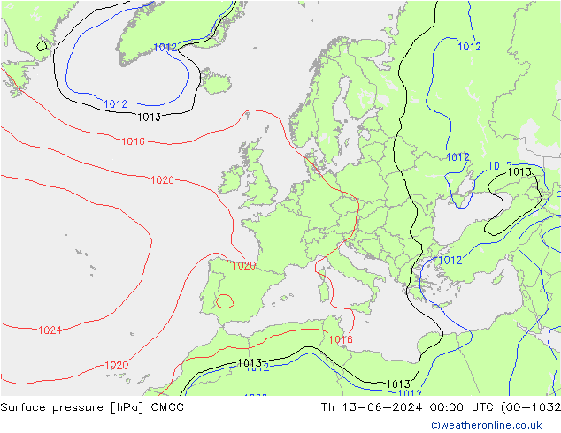 pressão do solo CMCC Qui 13.06.2024 00 UTC