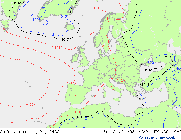 Surface pressure CMCC Sa 15.06.2024 00 UTC