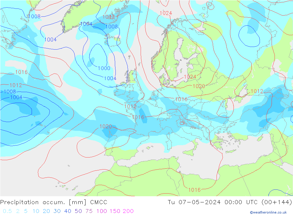 Precipitation accum. CMCC Tu 07.05.2024 00 UTC