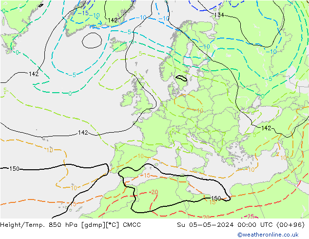 Yükseklik/Sıc. 850 hPa CMCC Paz 05.05.2024 00 UTC