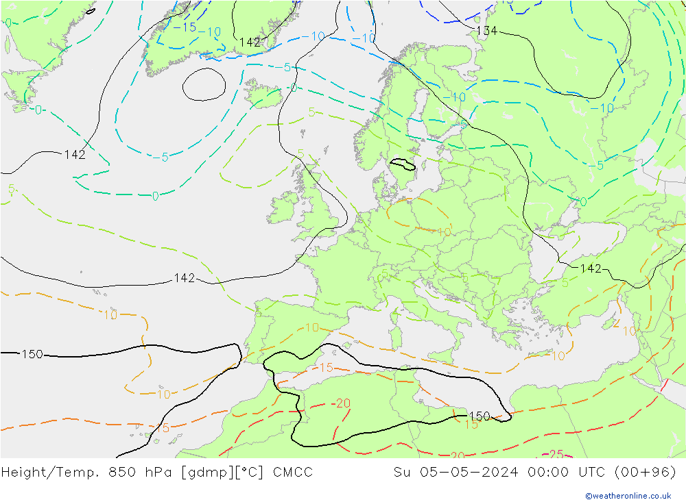 Height/Temp. 850 hPa CMCC  05.05.2024 00 UTC