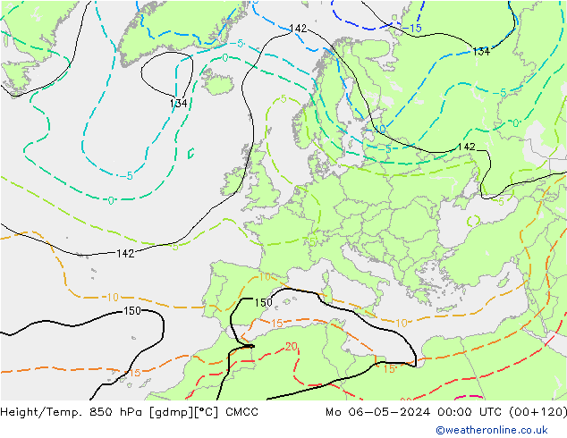Height/Temp. 850 hPa CMCC 星期一 06.05.2024 00 UTC