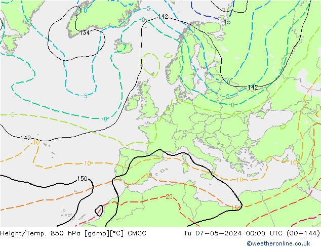 Geop./Temp. 850 hPa CMCC mar 07.05.2024 00 UTC
