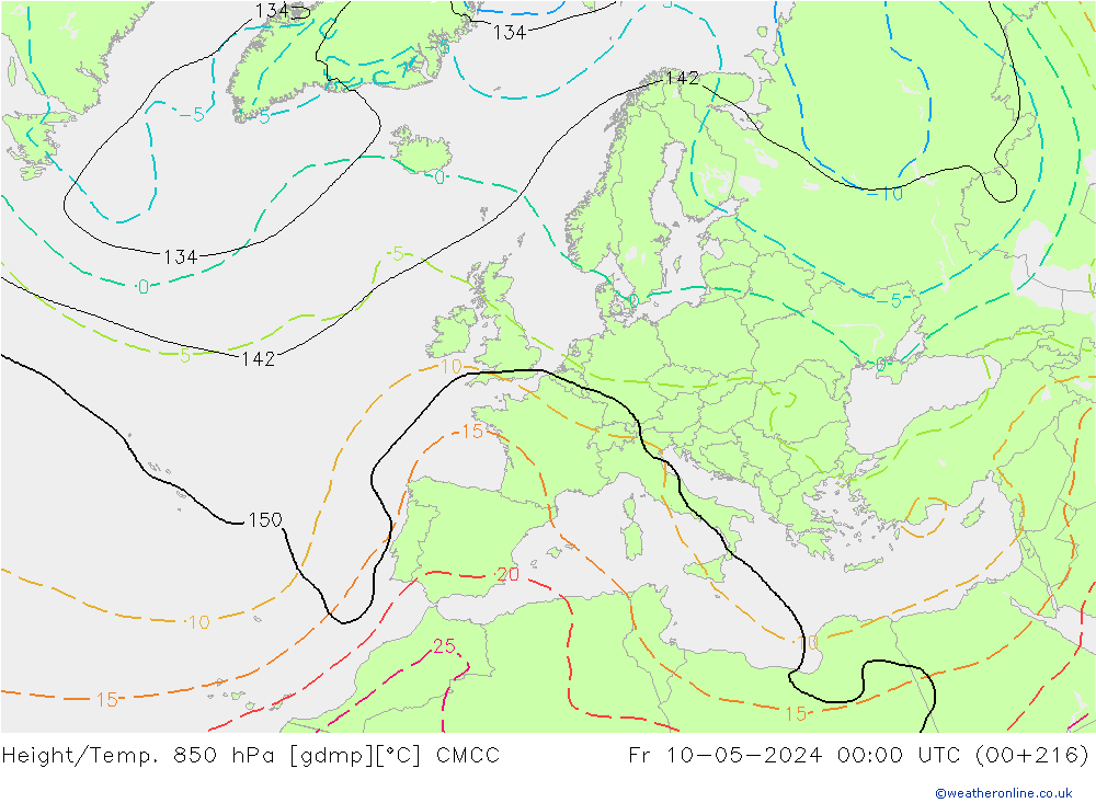 Yükseklik/Sıc. 850 hPa CMCC Cu 10.05.2024 00 UTC