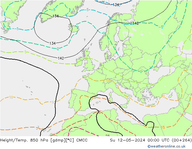 Yükseklik/Sıc. 850 hPa CMCC Paz 12.05.2024 00 UTC