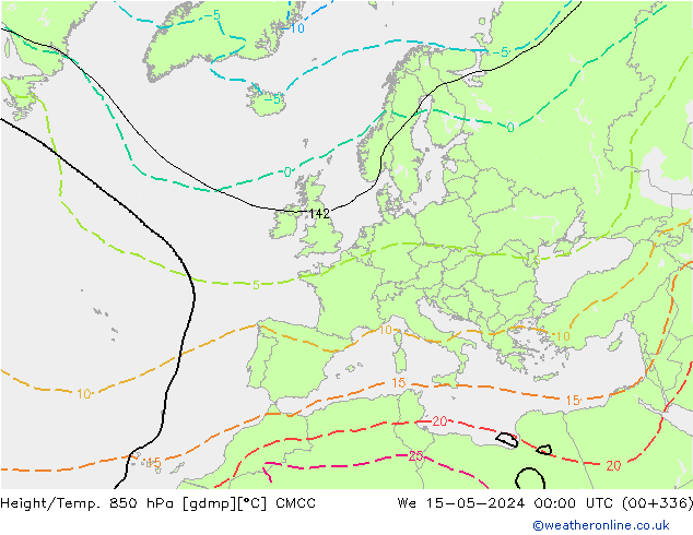 Hoogte/Temp. 850 hPa CMCC wo 15.05.2024 00 UTC