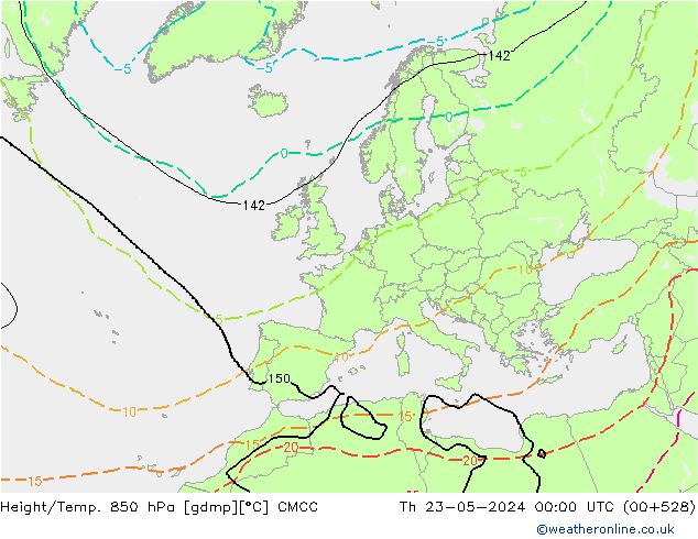 Hoogte/Temp. 850 hPa CMCC do 23.05.2024 00 UTC