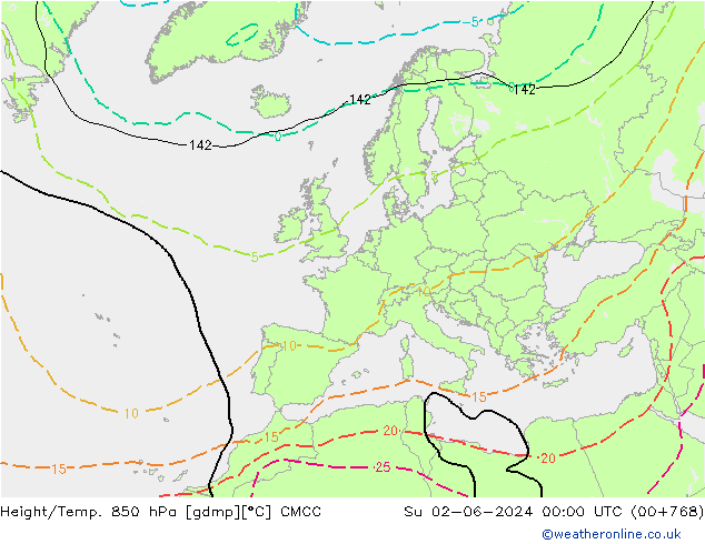 Hoogte/Temp. 850 hPa CMCC zo 02.06.2024 00 UTC