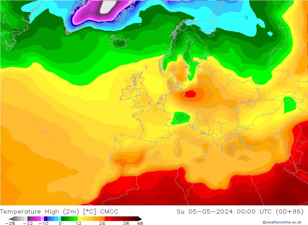 Höchstwerte (2m) CMCC So 05.05.2024 00 UTC