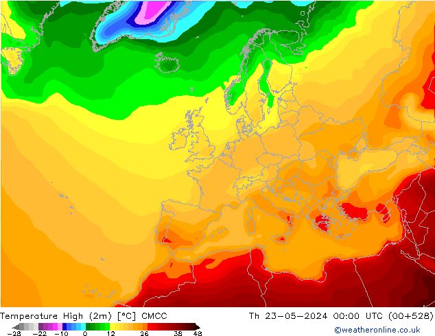 Temperature High (2m) CMCC Th 23.05.2024 00 UTC