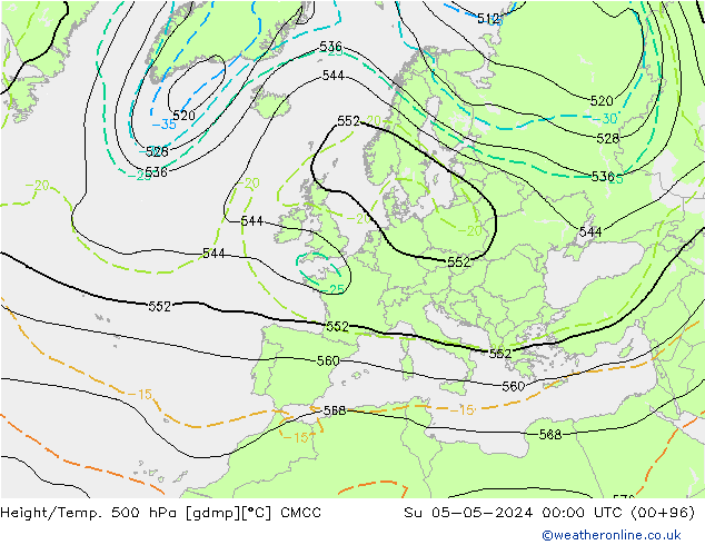 Hoogte/Temp. 500 hPa CMCC zo 05.05.2024 00 UTC