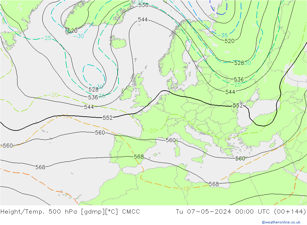 Height/Temp. 500 hPa CMCC Ter 07.05.2024 00 UTC