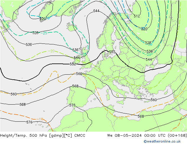 Yükseklik/Sıc. 500 hPa CMCC Çar 08.05.2024 00 UTC