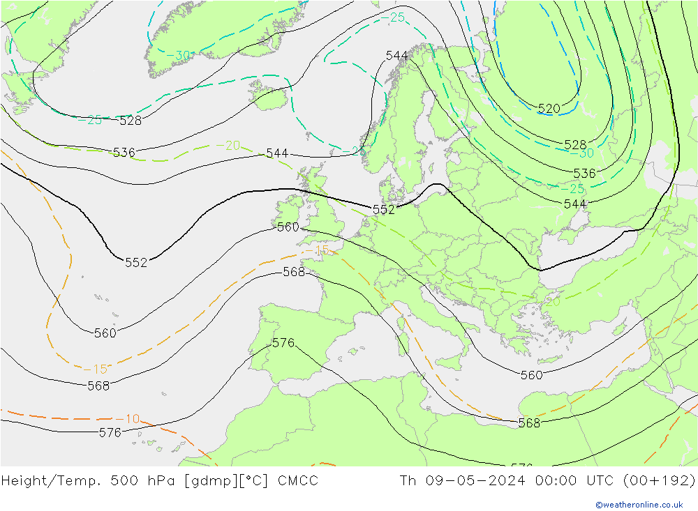 Géop./Temp. 500 hPa CMCC jeu 09.05.2024 00 UTC