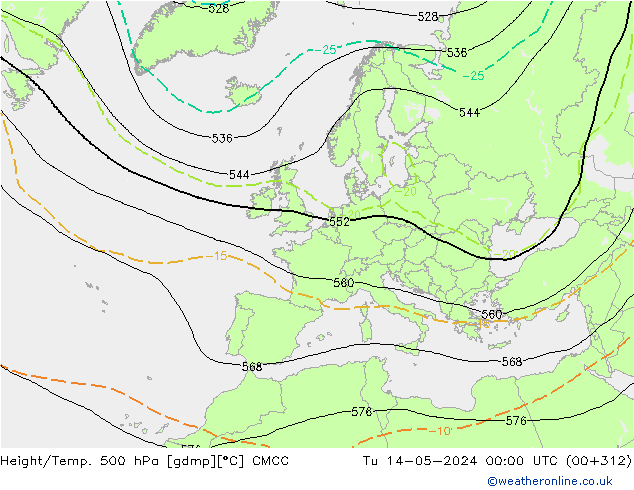 Hoogte/Temp. 500 hPa CMCC di 14.05.2024 00 UTC