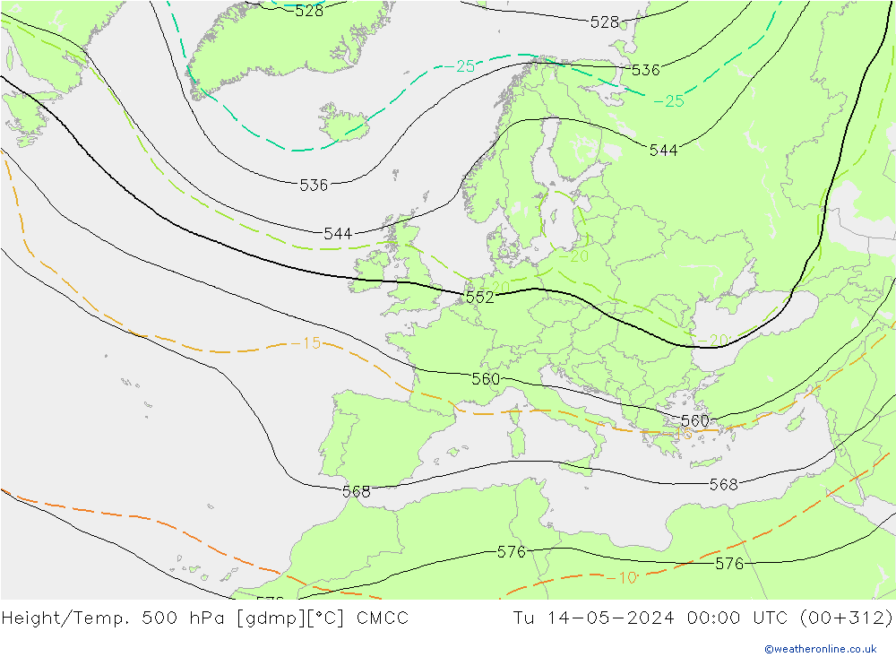 Hoogte/Temp. 500 hPa CMCC di 14.05.2024 00 UTC