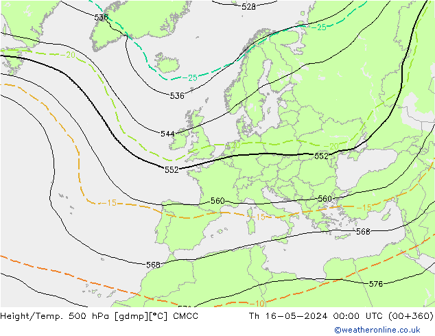 Hoogte/Temp. 500 hPa CMCC do 16.05.2024 00 UTC