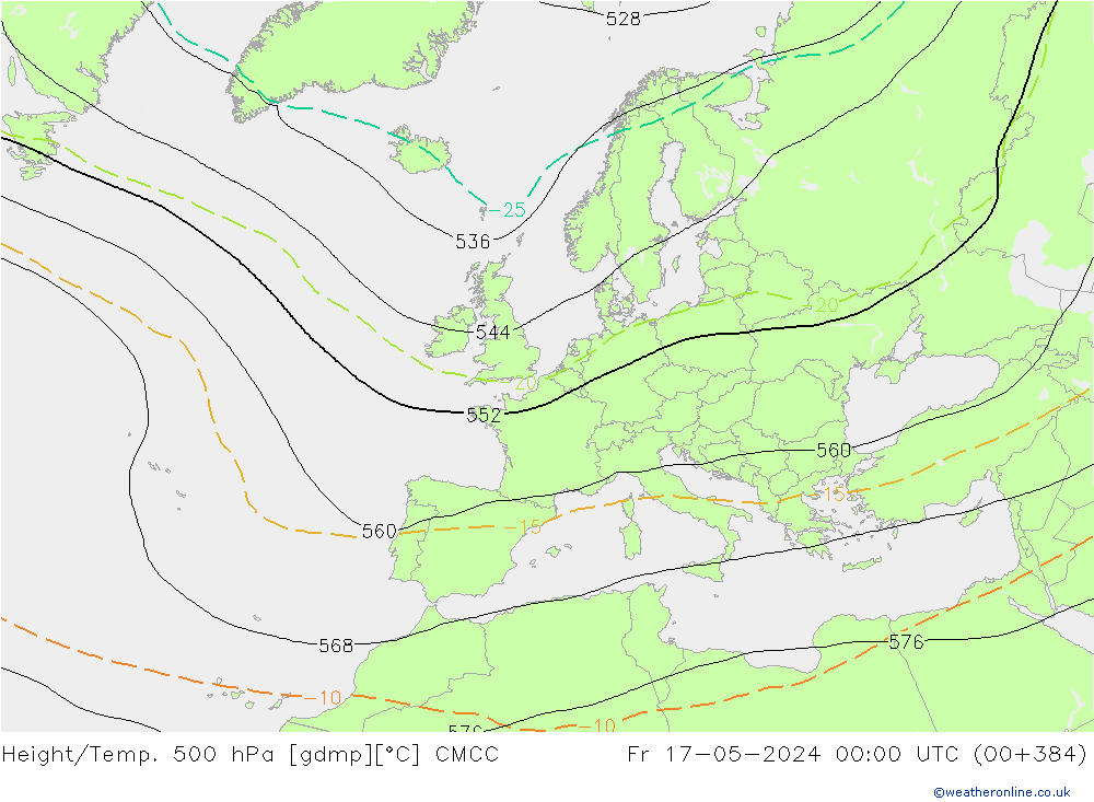 Yükseklik/Sıc. 500 hPa CMCC Cu 17.05.2024 00 UTC