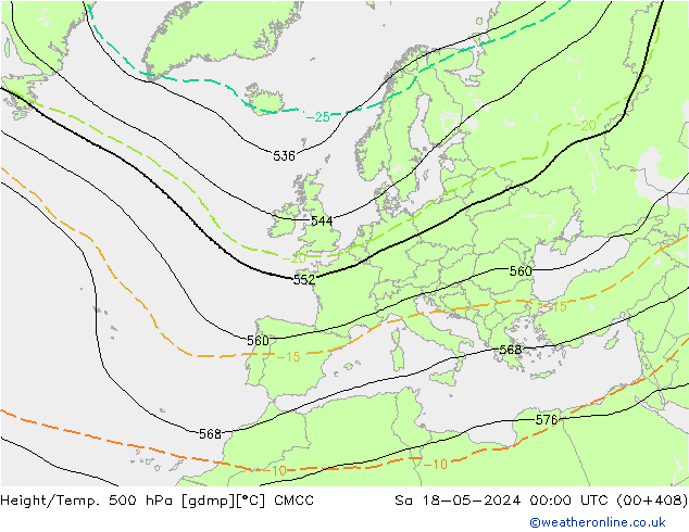 Height/Temp. 500 hPa CMCC Sáb 18.05.2024 00 UTC
