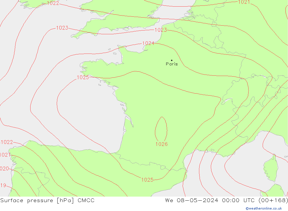 Surface pressure CMCC We 08.05.2024 00 UTC