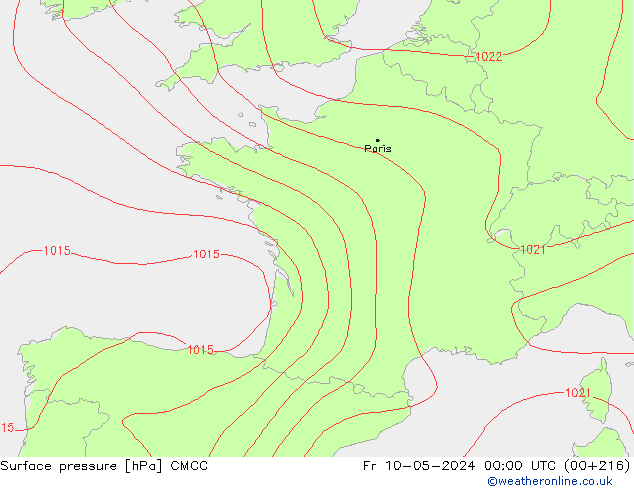 Surface pressure CMCC Fr 10.05.2024 00 UTC