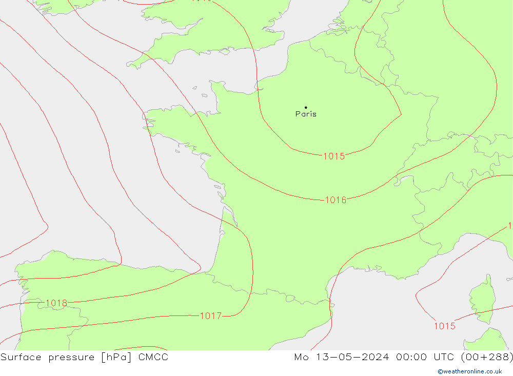 Presión superficial CMCC lun 13.05.2024 00 UTC