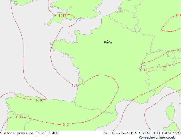 Presión superficial CMCC dom 02.06.2024 00 UTC