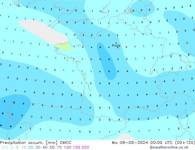 Précipitation accum. CMCC lun 06.05.2024 00 UTC