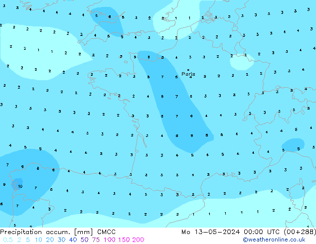 Precipitación acum. CMCC lun 13.05.2024 00 UTC