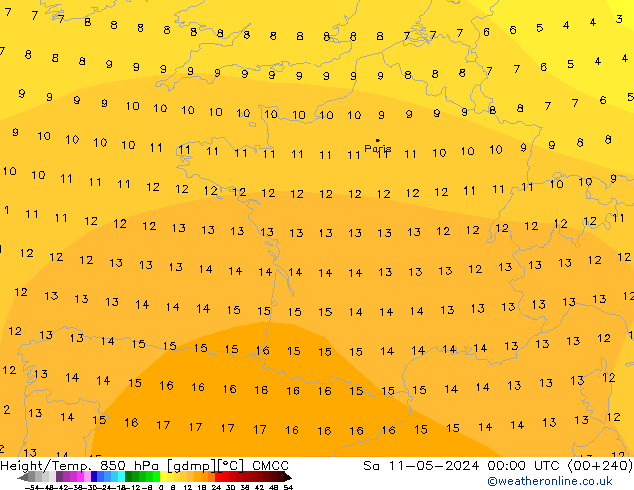 Yükseklik/Sıc. 850 hPa CMCC Cts 11.05.2024 00 UTC