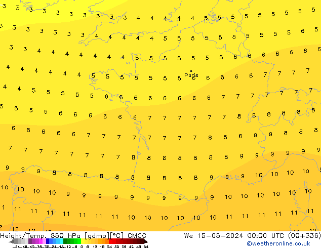 Height/Temp. 850 hPa CMCC We 15.05.2024 00 UTC