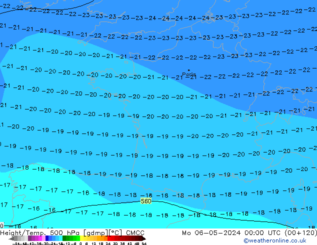 Hoogte/Temp. 500 hPa CMCC ma 06.05.2024 00 UTC